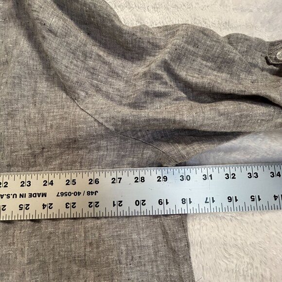Ulla Popken Womens Gray Linen Button-Up Shirt Tunic Size 16/18 Roll-Tab Sleeves - Picture 5 of 6